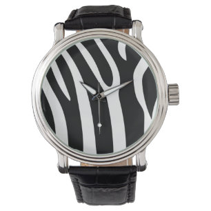 Montre Impression rayures de zèbre noir et blanc classiqu