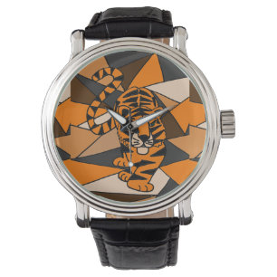 Montre impressionnante d'art abstrait de tigre