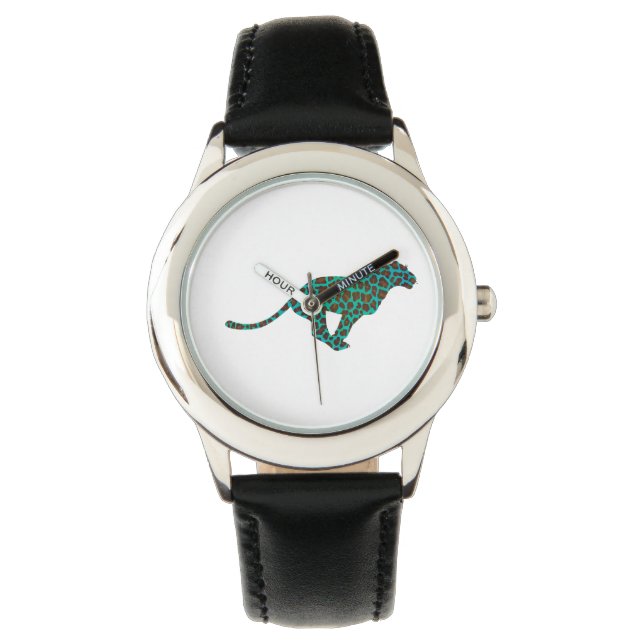 Montre Imprimé brun et sarcelle léopard (devant)