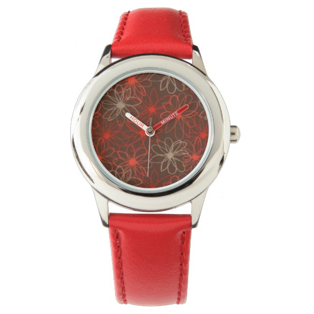 Montre - Imprimé floral rouge (devant)