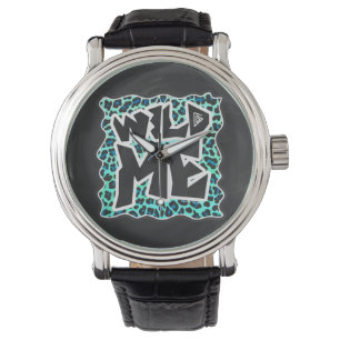 Montre Imprimé léopard noir et sarcelle