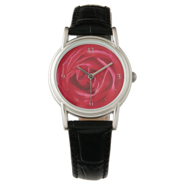 Montre imprimé rose rouge (devant)