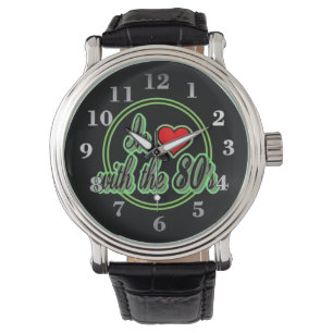 Montre In Love With The 80's Retro Green Logo Wrist Watch