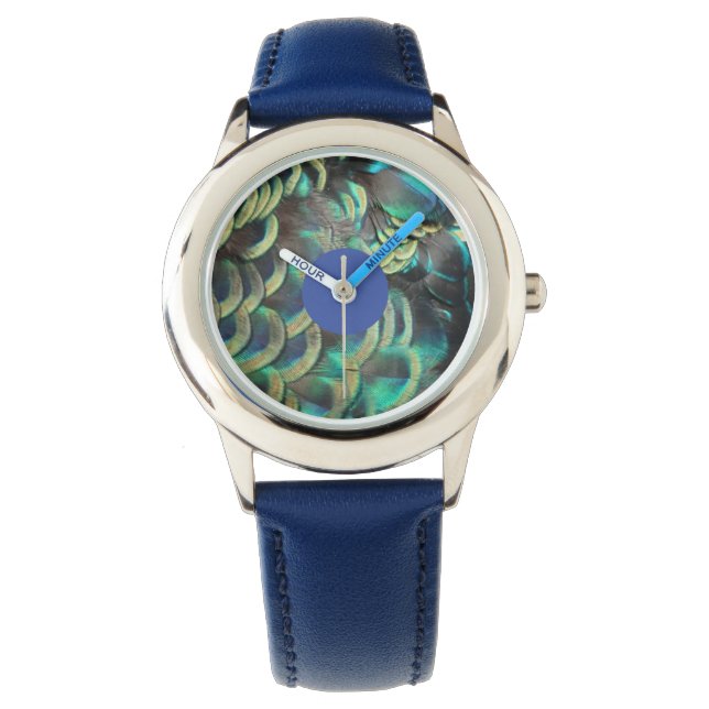 Montre Indonesian Peacock Feathers Motif Kids Watch (devant)