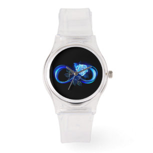 Montre Infini lumineux avec rose bleue