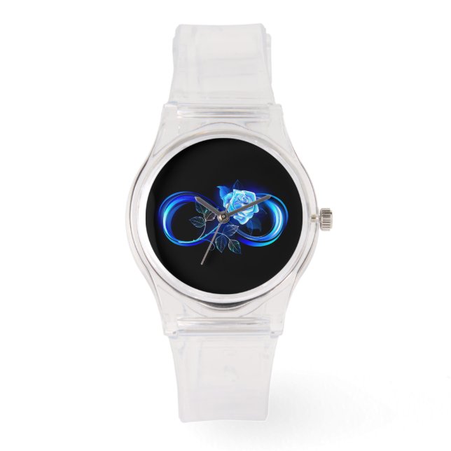 Montre Infini lumineux avec rose bleue (Recto)