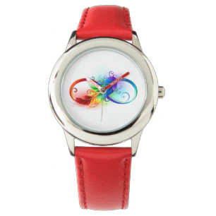 Montre Infinity Symbol with Rainbow Feather