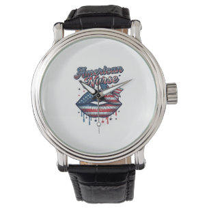 Montre Infirmière Américaine Conception De Chemise Vector
