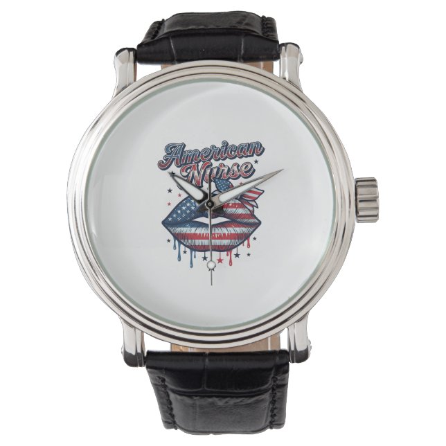Montre Infirmière Américaine Conception De Chemise Vector (devant)