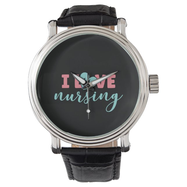 Montre Infirmière Cadeau J'aime Infirmière (devant)