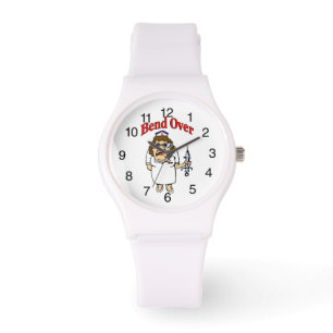 Montre Infirmière comique se pencher sur l'horloge