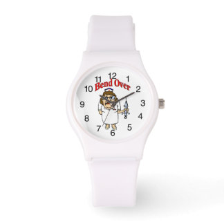 Montre Infirmière comique se pencher sur l'horloge