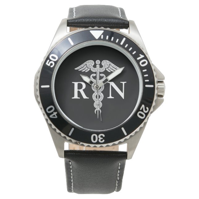 Montre Infirmière inscrite RN Caduceus Médicale Noir (devant)
