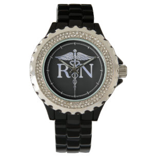Montre Infirmière inscrite RN Caduceus Snakes Style on Bl