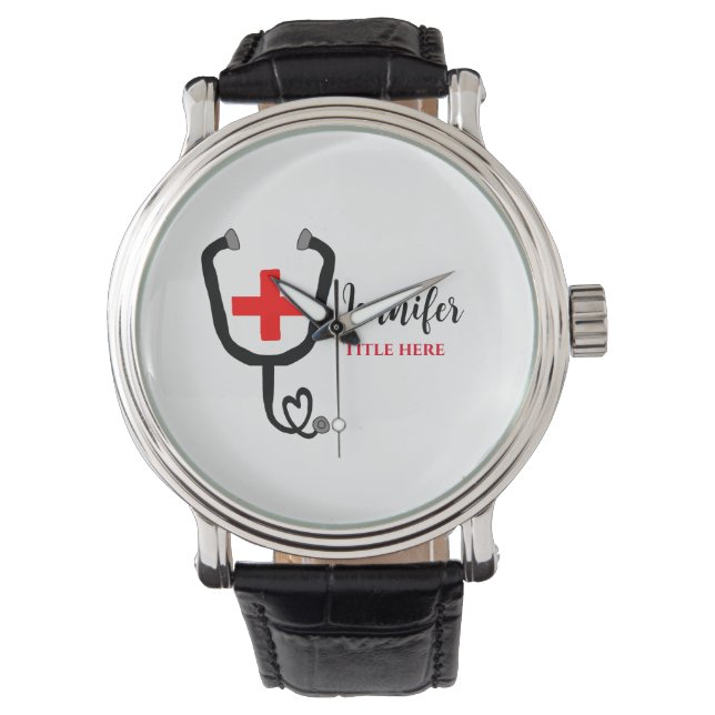 Montre Infirmière médecin rouge plus stéthoscope ajouter  (devant)