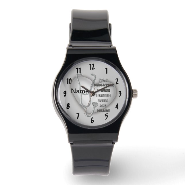 Montre Infirmière pédiatrique Gray Heart (Recto)