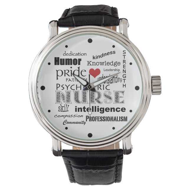 Montre Infirmière psychiatrique Pride-Attributs/Coeur rou (devant)