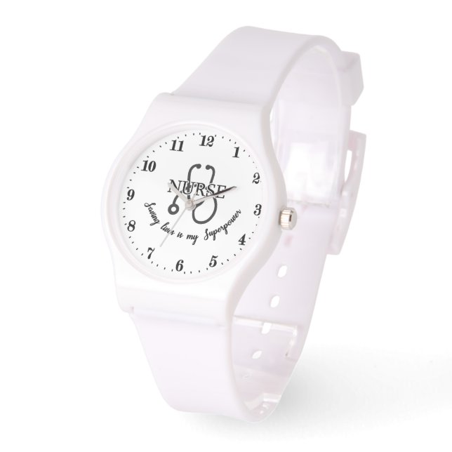 Montre Infirmière sauver des vies superpuissance mot art (Angle)