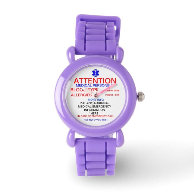MONTRE INFORMATIONS D'URGENCE (Recto)
