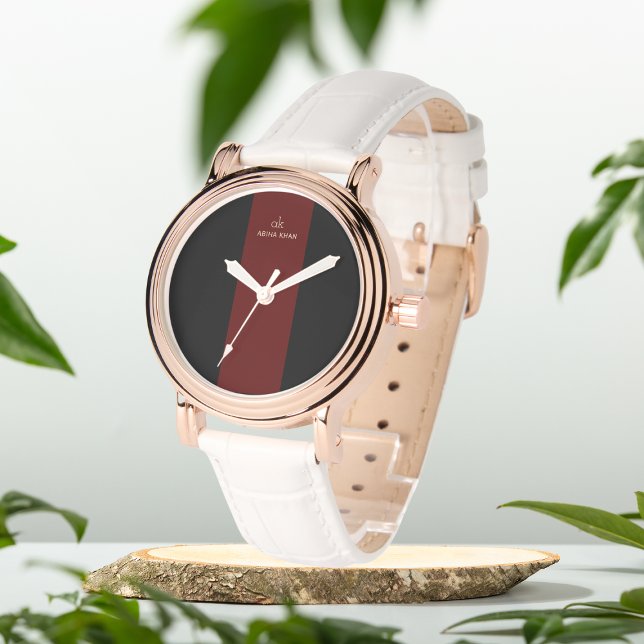 Montre Initiales en noir et marron personnalisées eWatch (Créateur téléchargé)