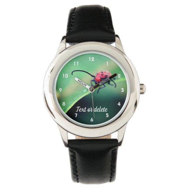 Montre Insecte du scarabée rouge Fermer Personnalisé (devant)