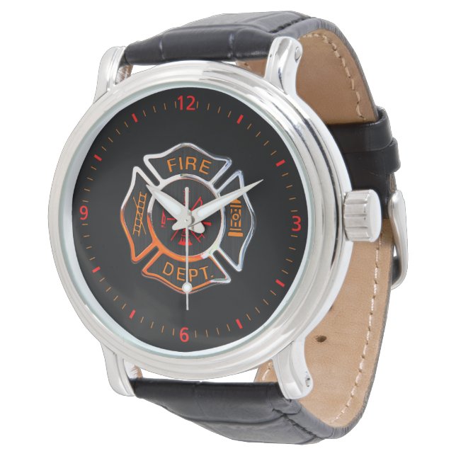 Montre Insigne du service d'incendie Chrome (Incliné)