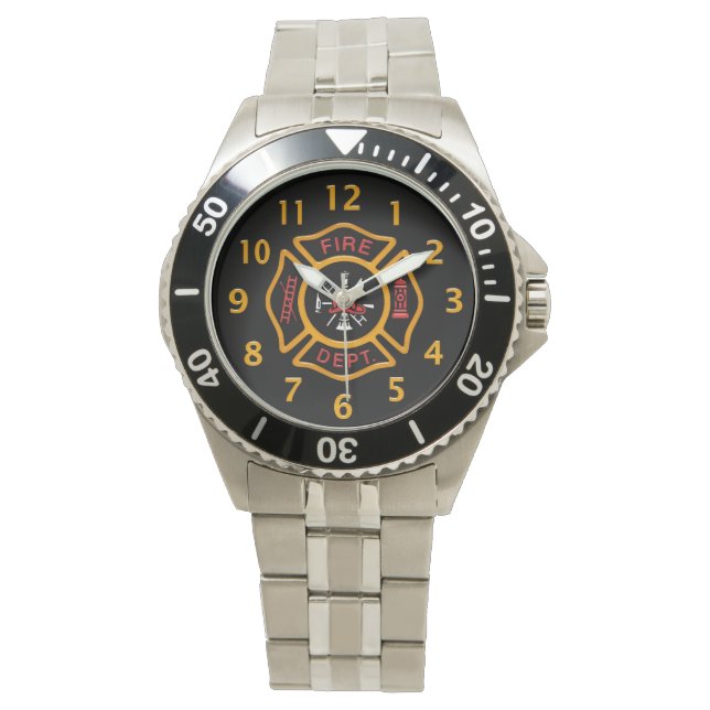 Montre Insigne du service d'incendie noir (devant)