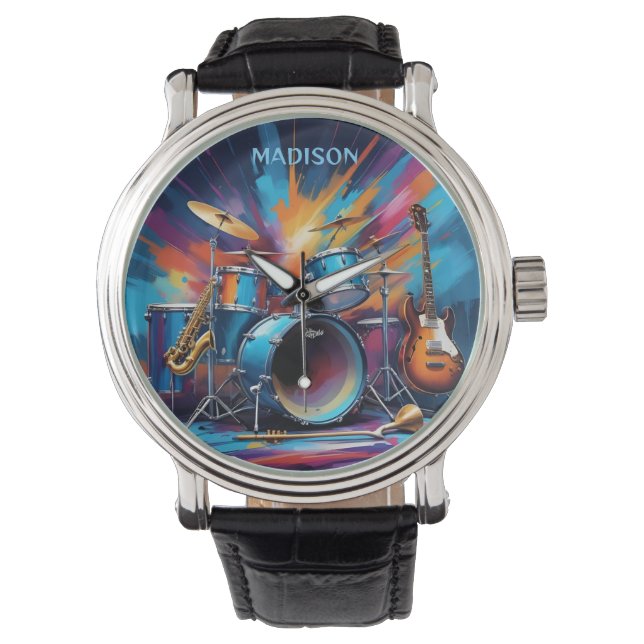 Montre Instruments de musique de nom personnalisé (devant)