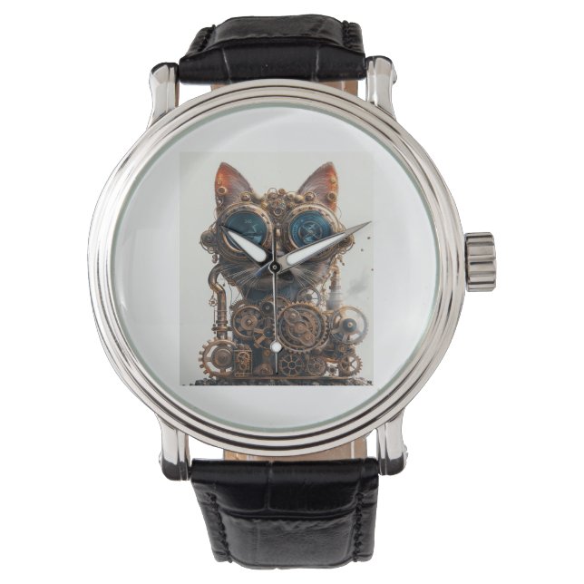 Montre Inventeur de chat Steampunk (devant)