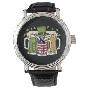 Montre Irish Beer Irlande USA Drapeau américain St Patric