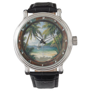Montre "Island Time" - Fenêtre Nautionique Plage Tropical