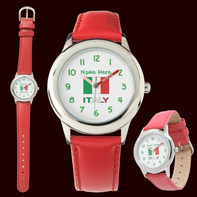 Montre Italie et Drapeau italien Vert Personnalisation En (Créateur téléchargé)