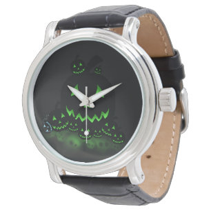 Montre Jack O Lanternes d'Halloween noir et vert