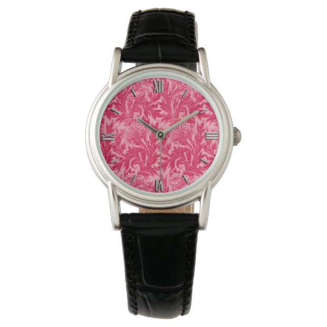 Montre Jacobean Flower Damask, Fuchsia et rose clair (devant)