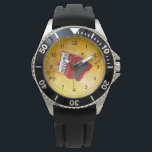 Montre J'adore la musique d'accordéon<br><div class="desc">J'aime la musique d'accordéon,  dessin d'accordéon rouge.</div>