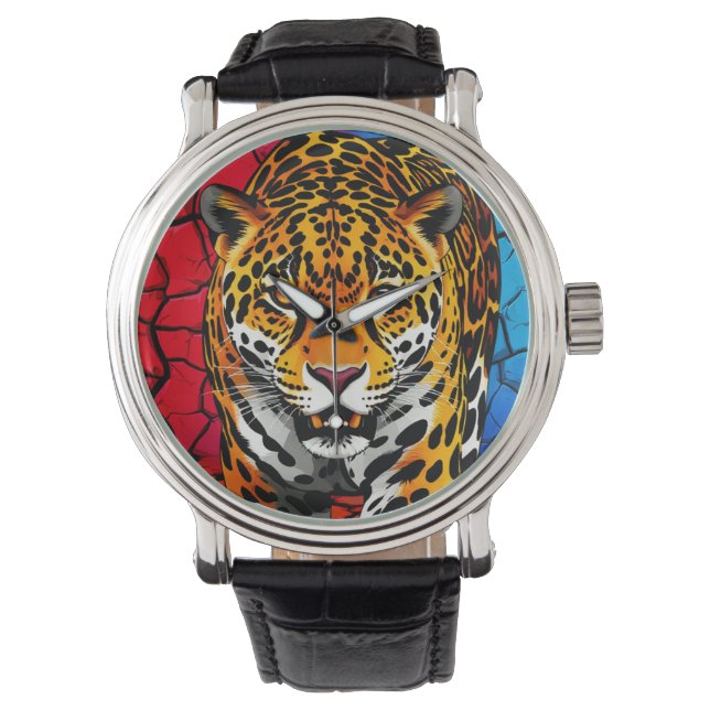 Montre Jaguar sur fond de terre fissurée (devant)