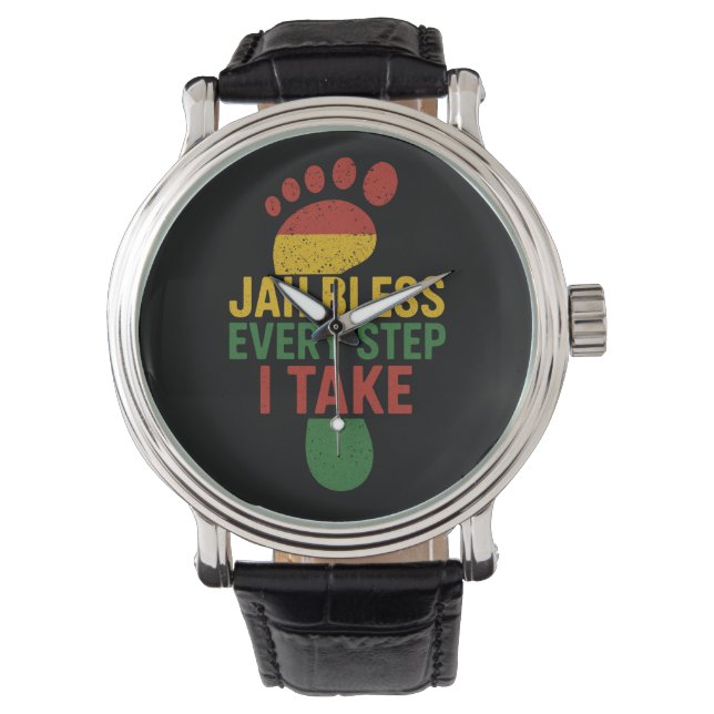Montre Jah bénisse chaque pas que je fais Drapeau Rastafa (devant)