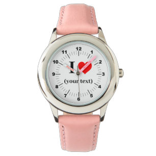 Montre J'ai le coeur en acier inoxydable Coeurs roses