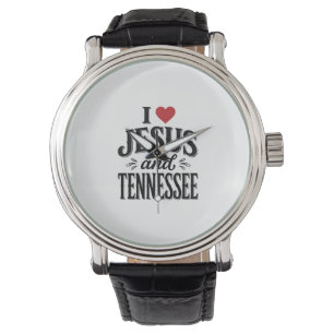 Montre J'aime Jésus et Tennessee Vintage Design Chrétien