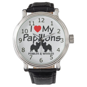 Montre J'Aime Mes Deux Chiens Papillon