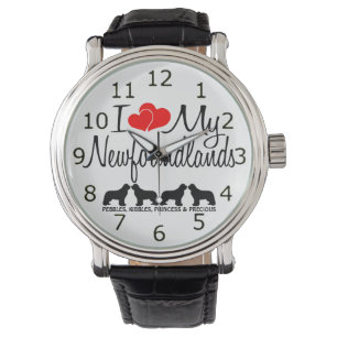 Montre J'aime mes quatre chiens de Terre-Neuve