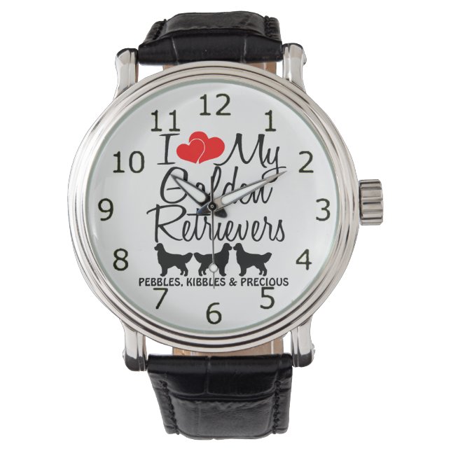 Montre J'Aime Mes TROIS Chiens D'Adulte (devant)
