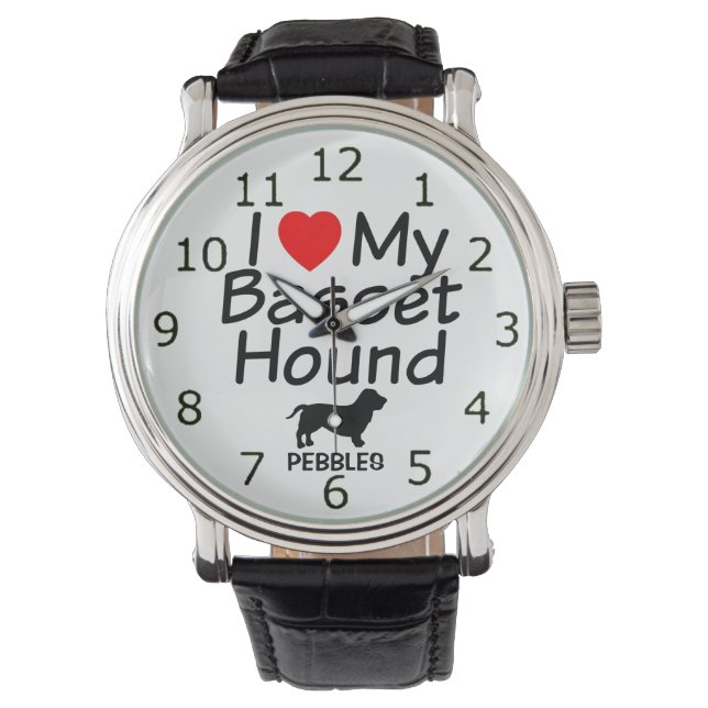 Montre J'Aime Mon Basset Hound Dog (devant)