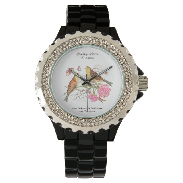 Montre Janvier Mois de naissance Fleur Anniversaire Cadea (devant)