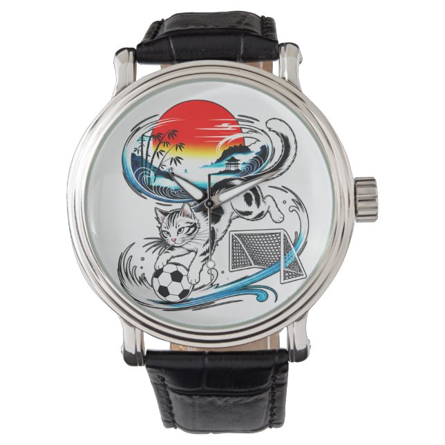 Montre Japanese Soccer Cat Gift for Anime & Football fans (devant)
