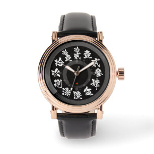 Montre Japon brossé vieux Kanji difficile [visage noir]