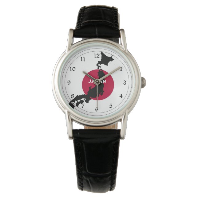 Montre Japon, carte Silhouette et drapeau (devant)