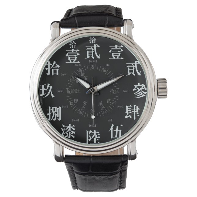 Montre Japon style vieux kanji difficile [visage noir] (devant)