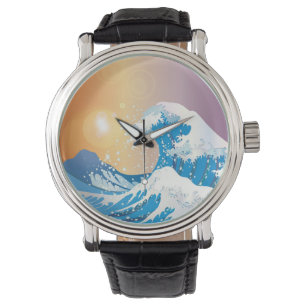 Montre Japonais Wave Art Sunset Ocean
