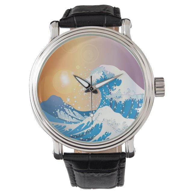 Montre Japonais Wave Art Sunset Ocean (devant)